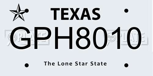 GPH8010 Texas License Plate