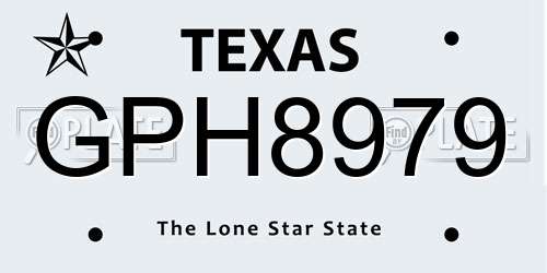 GPH8979 Texas License Plate
