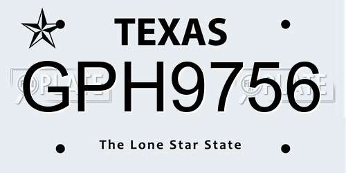 GPH9756 Texas License Plate
