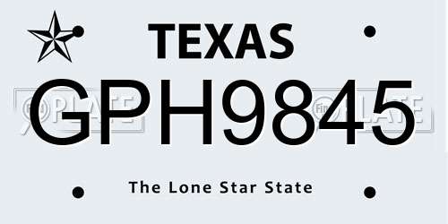 GPH9845 Texas License Plate