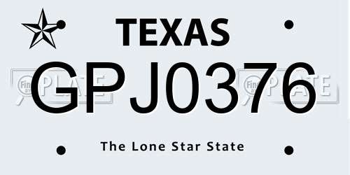 GPJ0376 Texas License Plate
