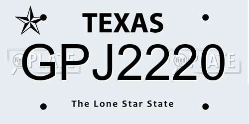 GPJ2220 Texas License Plate