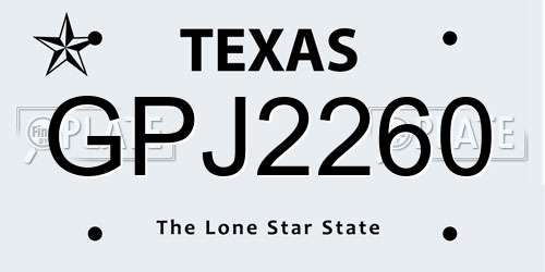 GPJ2260 Texas License Plate