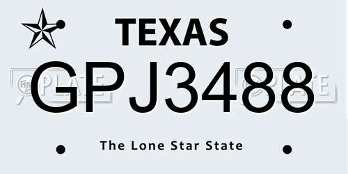 GPJ3488 Texas License Plate