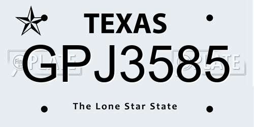 GPJ3585 Texas License Plate