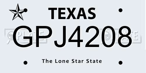 GPJ4208 Texas License Plate