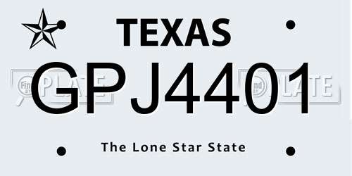 GPJ4401 Texas License Plate