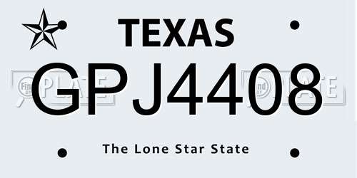 GPJ4408 Texas License Plate