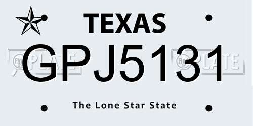 GPJ5131 Texas License Plate
