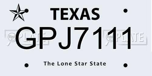 GPJ7111 Texas License Plate