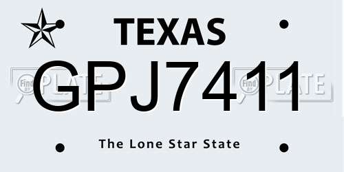 GPJ7411 Texas License Plate