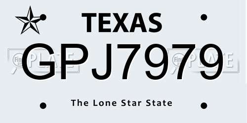 GPJ7979 Texas License Plate