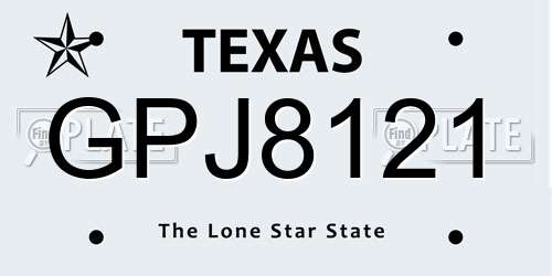 GPJ8121 Texas License Plate