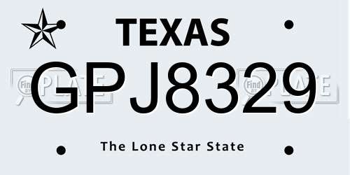 GPJ8329 Texas License Plate