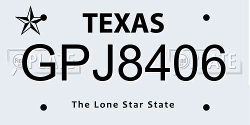 GPJ8406 Texas License Plate