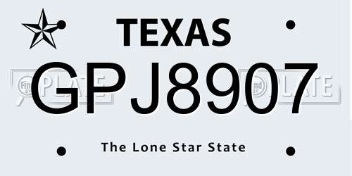 GPJ8907 Texas License Plate