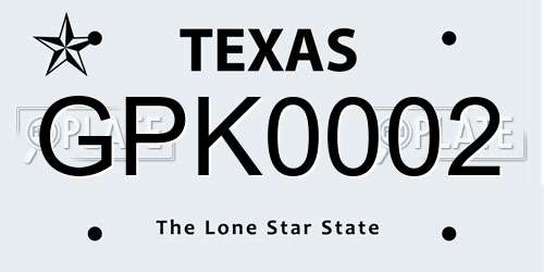 GPK0002 Texas License Plate