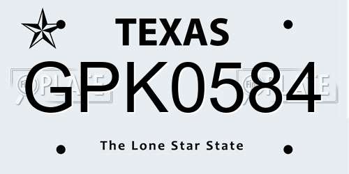 GPK0584 Texas License Plate