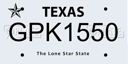 GPK1550 Texas License Plate