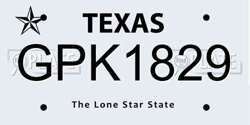 GPK1829 Texas License Plate