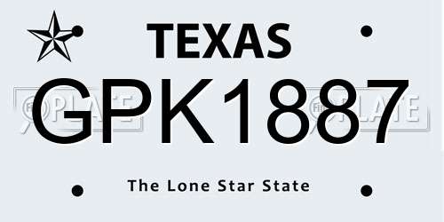 GPK1887 Texas License Plate