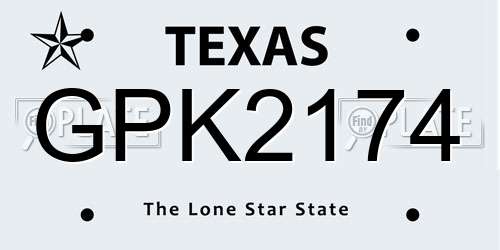 GPK2174 Texas License Plate