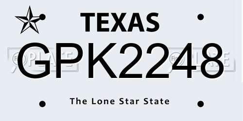 GPK2248 Texas License Plate