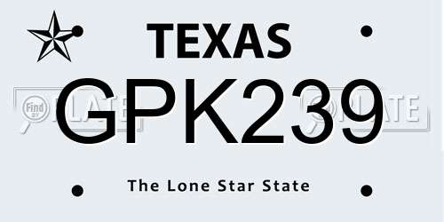 GPK239 Texas License Plate
