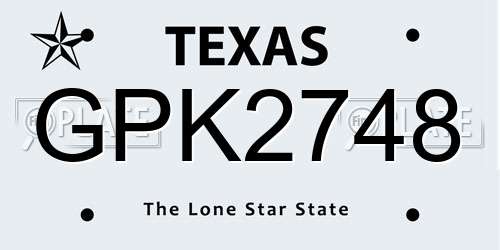 GPK2748 Texas License Plate