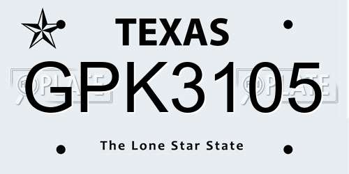 GPK3105 Texas License Plate