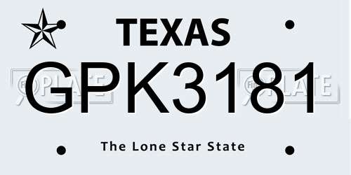GPK3181 Texas License Plate