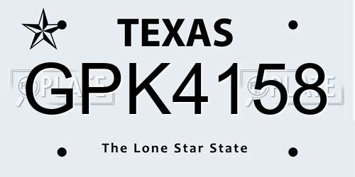 GPK4158 Texas License Plate