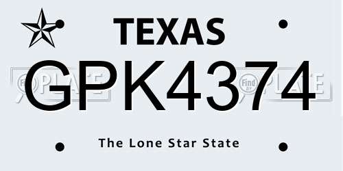 GPK4374 Texas License Plate