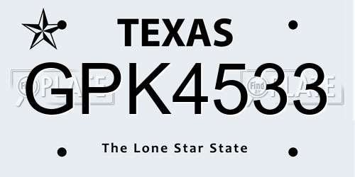 GPK4533 Texas License Plate