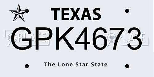 GPK4673 Texas License Plate