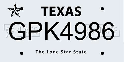 GPK4986 Texas License Plate