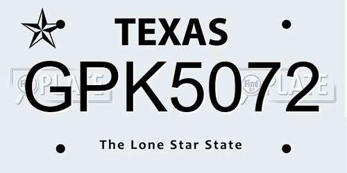 GPK5072 Texas License Plate