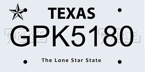 GPK5180 Texas License Plate