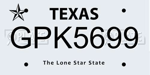 GPK5699 Texas License Plate