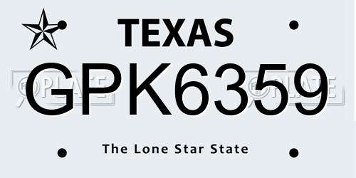 GPK6359 Texas License Plate