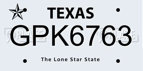 GPK6763 Texas License Plate