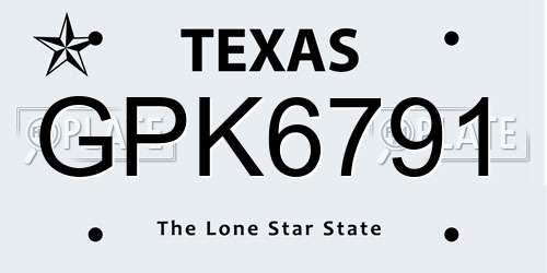 GPK6791 Texas License Plate
