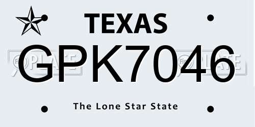 GPK7046 Texas License Plate