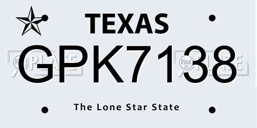 GPK7138 Texas License Plate