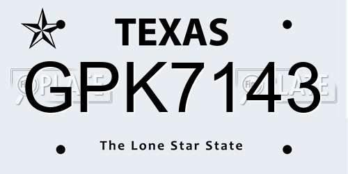 GPK7143 Texas License Plate