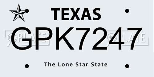 GPK7247 Texas License Plate