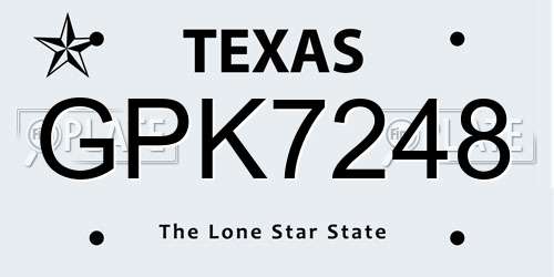 GPK7248 Texas License Plate