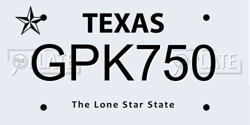 GPK750 Texas License Plate