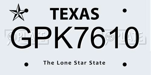 GPK7610 Texas License Plate