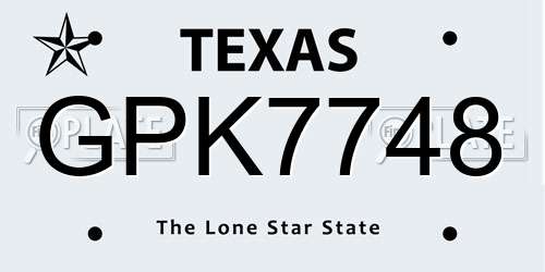 GPK7748 Texas License Plate